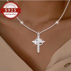 NEW Sterling Silver Hypoallergenic Cross Pendant Necklace